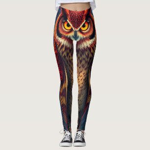 Fiery Spirit Owl: Phoenix Rebirth Art Leggings