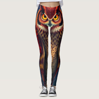 Fiery Spirit Owl: Phoenix Rebirth Art Leggings