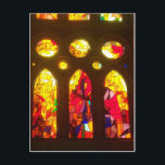 Fiery Stained Glass Windows Postcard<br><div class="desc">The Sagrada Familia is an amazing church still being built in Barcelona according to Antoni Gaudi's designs. Gaudi was a famous Art Nouveau architect who created some of the most beautiful and creative buildings in existence.</div>