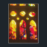 Fiery Stained Glass Windows Postcard<br><div class="desc">The Sagrada Familia is an amazing church still being built in Barcelona according to Antoni Gaudi's designs. Gaudi was a famous Art Nouveau architect who created some of the most beautiful and creative buildings in existence.</div>