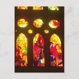 Fiery Stained Glass Windows Postcard