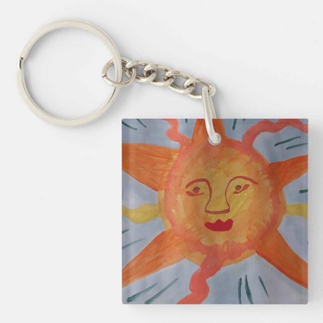 Fiery Sun Acrylic Key Ring (Front)