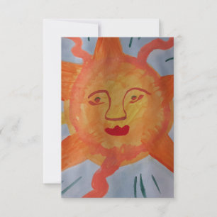 Fiery Sun Flat Greeting Card