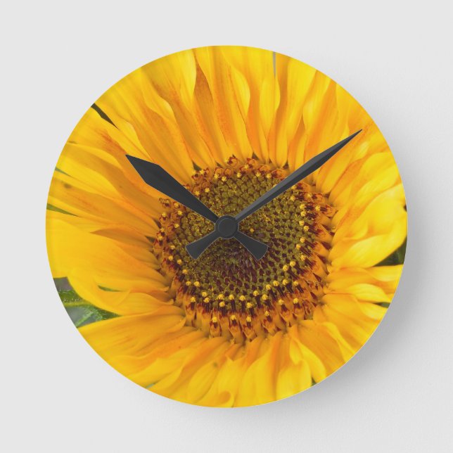 Fiery Sunflower Round Clock (Front)
