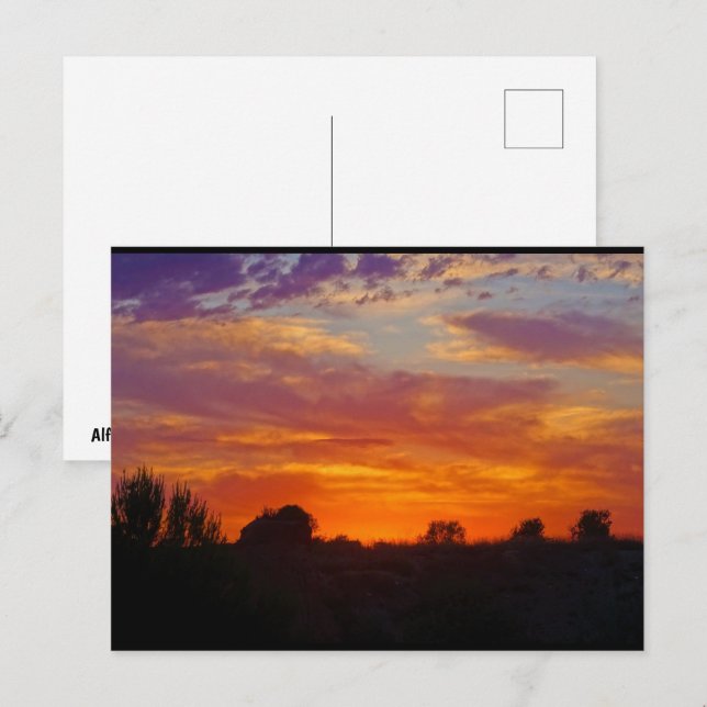 Fiery Sunset Landscape Postcard (Front/Back)