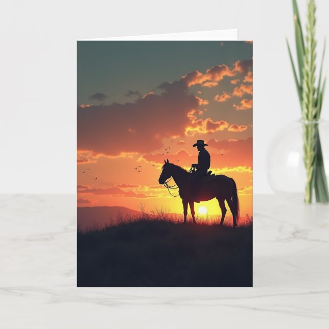 Fiery Sunset Rider Fathers Day Card (Front)
