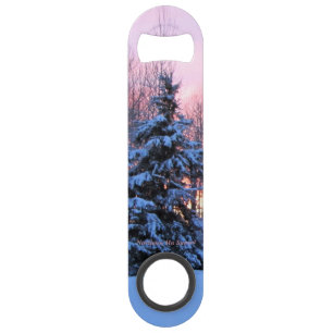Fiery Sunset Snow Tall Spruce,