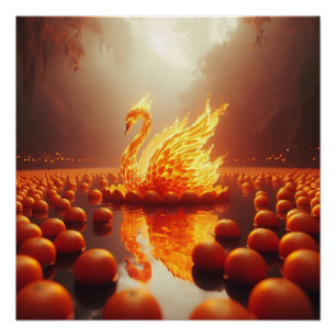 Fiery Swan: A Blaze of Elegance and Power 🦢🔥🍊 Poster