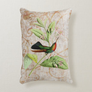 Fiery Throated Hummingbird Vintage Grunge Decorative Cushion