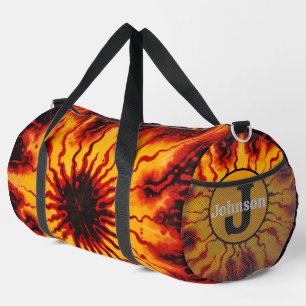 Fiery Tie Dye Burst Monogram Personalised Kit Duffle Bag
