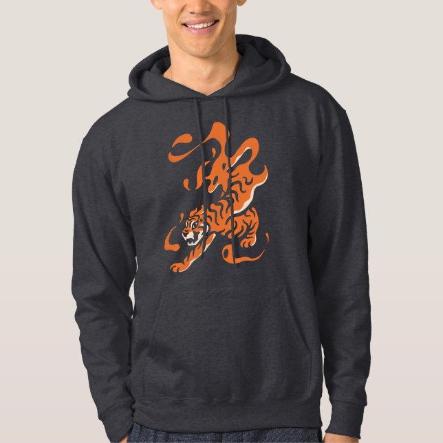 Fiery Tiger: Asian Bold Design Hoodie (Front)