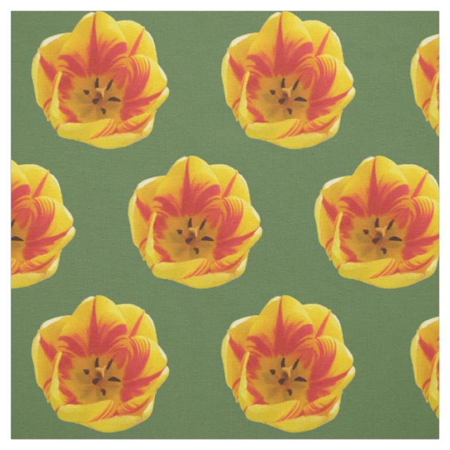 Fiery Tulip Floral Patterned Fabric (Swatch)