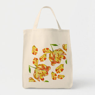 Fiery Tulips on a Grocery Tote Bag