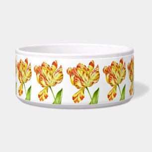 Fiery Tulips on a Salad Serving Bowl