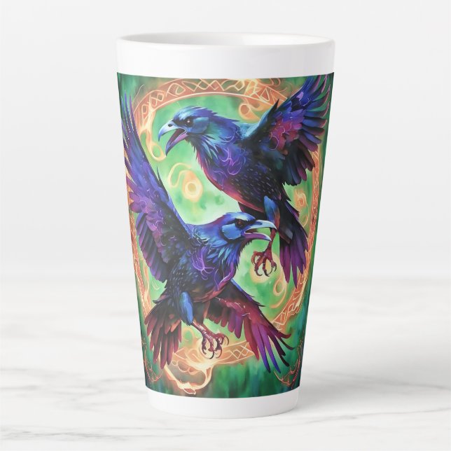 Fiery Two Ravens Latte Mug (Front)