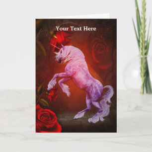 Fiery Unicorn Roses Fantasy Art Photo Card