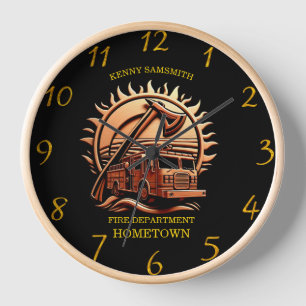Fiery Valour Intricate Heroic Design Of Fire Truck Clock