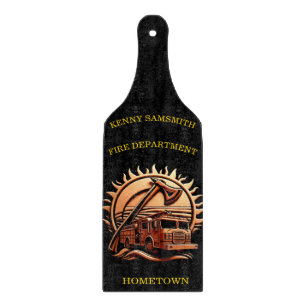 Fiery Valour Intricate Heroic Design Of Fire Truck Cutting Board