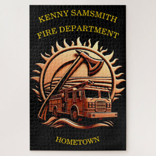 Fiery Valour Intricate Heroic Design Of Fire Truck Jigsaw Puzzle