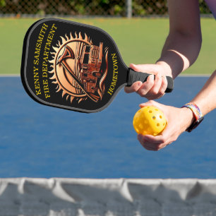 Fiery Valour Intricate Heroic Design Of Fire Truck Pickleball Paddle