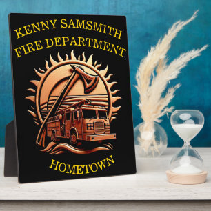 Fiery Valour Intricate Heroic Design Of Fire Truck Plaque
