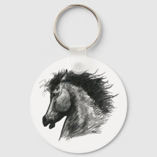 Fiery Wild Horse Key Ring
