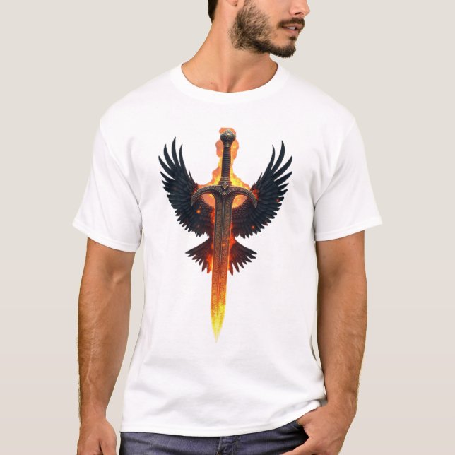 Fiery Winged Sword Emblem T-Shirt (Front)