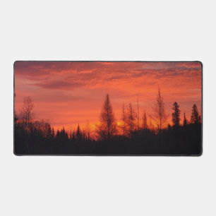 Fiery winter sunset desk mat