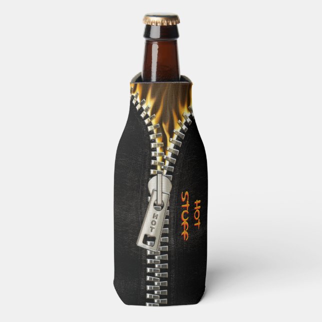 Fiery Zipper Bottle Cooler (Bottle Front)