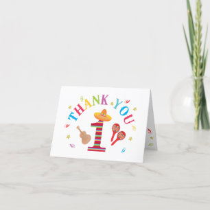 Fiesta 1st Birthday Cute Mexican Thank You Card