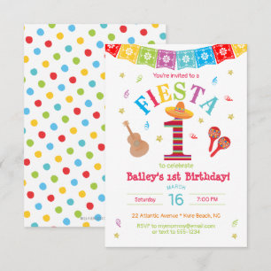 Fiesta 1st Birthday Invitation Mexican Colourful