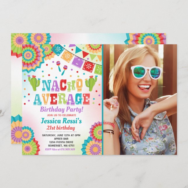Fiesta 21st Birthday Invitation Nacho Average 21st (Front/Back)