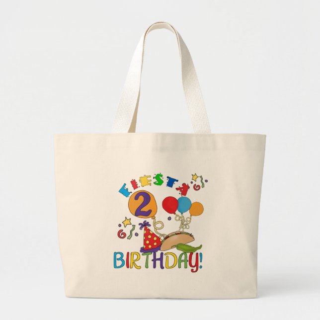 Fiesta 2nd Birthday T shirts and Gifts Large Tote Bag (Front)