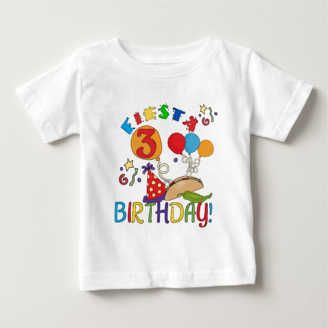 Fiesta 3rd Birthday T-shirts and Gifts (Front)