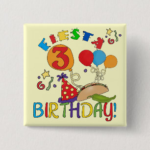 Fiesta 3rd Birthday T-shirts and Gifts 15 Cm Square Badge