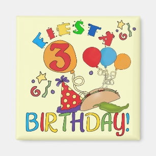 Fiesta 3rd Birthday T-shirts and Gifts Magnet