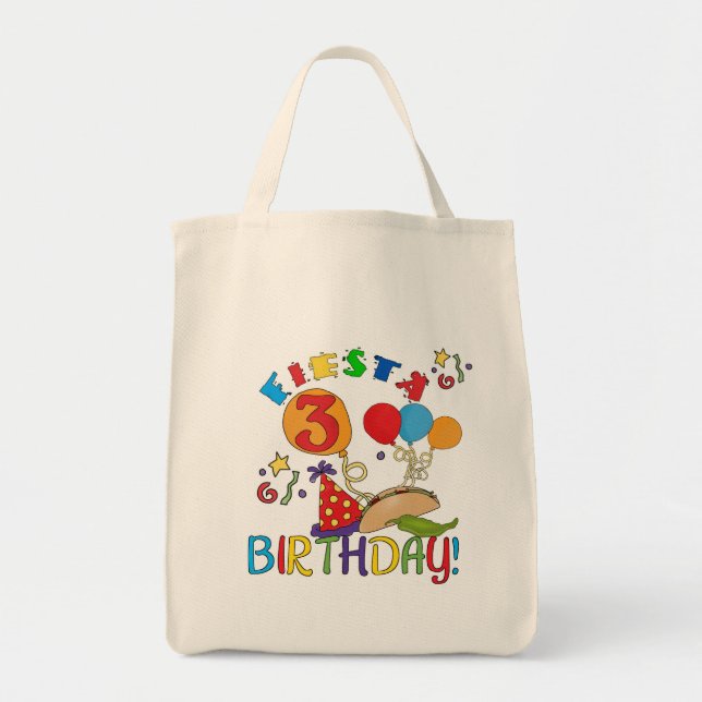 Fiesta 3rd Birthday T-shirts and Gifts Tote Bag (Front)