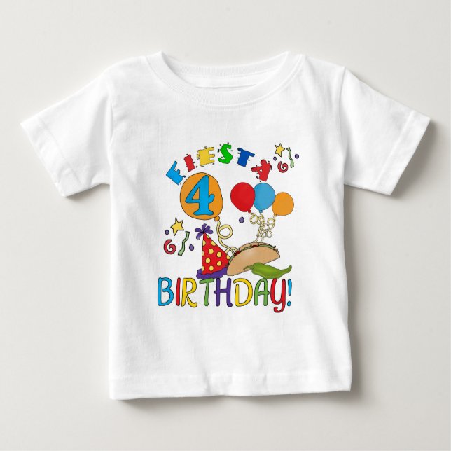 Fiesta 4th Birthday T-shirts and Gifts (Front)