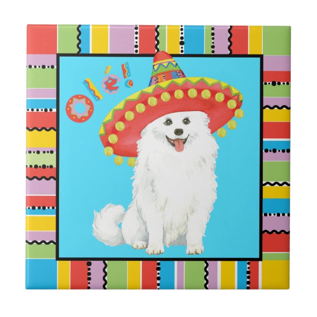 Fiesta American Eskimo Dog Ceramic Tile (Front)