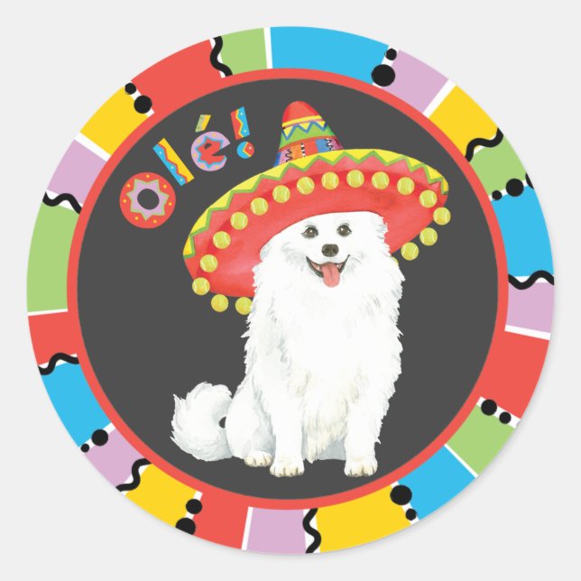 Fiesta American Eskimo Dog Classic Round Sticker (Front)
