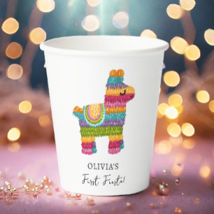Fiesta and Fun Piñata Mexican Llama First Birthday Paper Cups