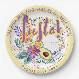 FIESTA Avocado Folkart Flowers Custom Paper Plate