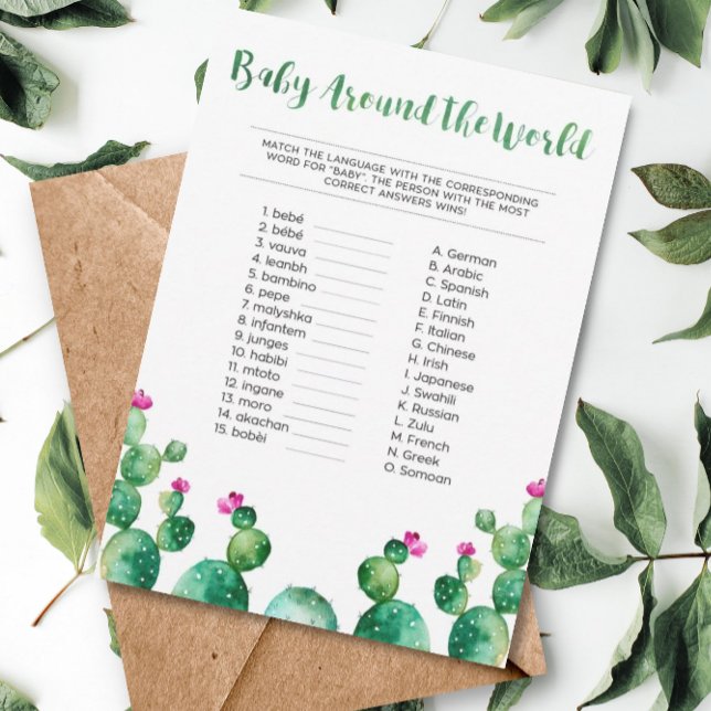 Fiesta Baby Around the World Shower Game Card (Creator Uploaded)