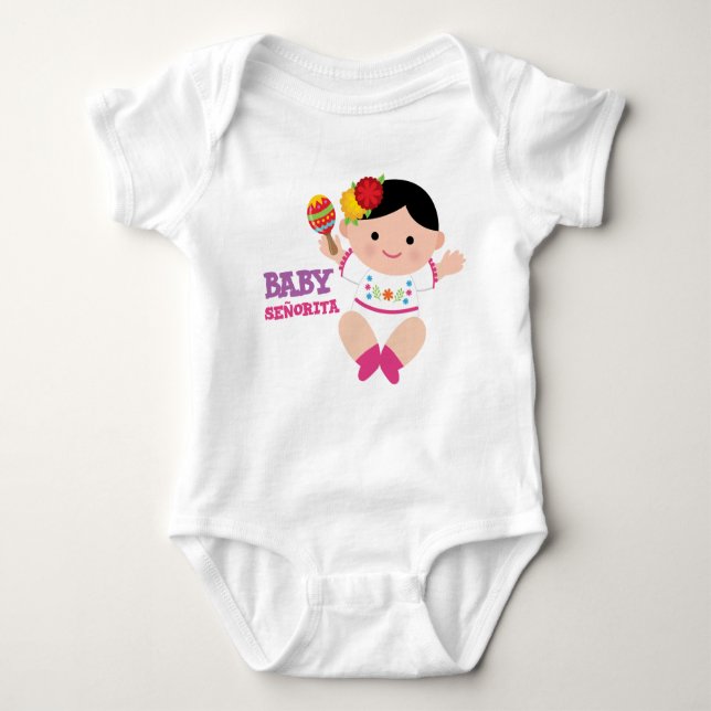 Fiesta Baby Bodysuit, Mexican Baby Outfit Baby Bodysuit (Front)