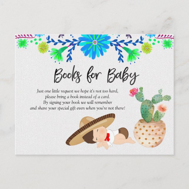 Fiesta Baby Muchacho Baby Shower Books for Baby Invitation Postcard (Front)
