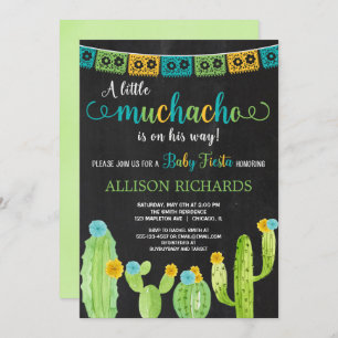 Fiesta baby shower boy little muchacho invitation