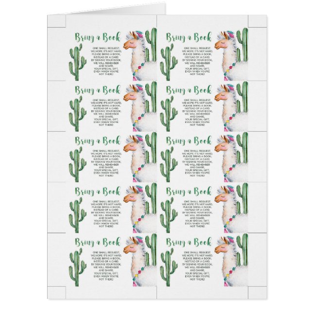 Fiesta Baby Shower Bring a Book Cards (Front)