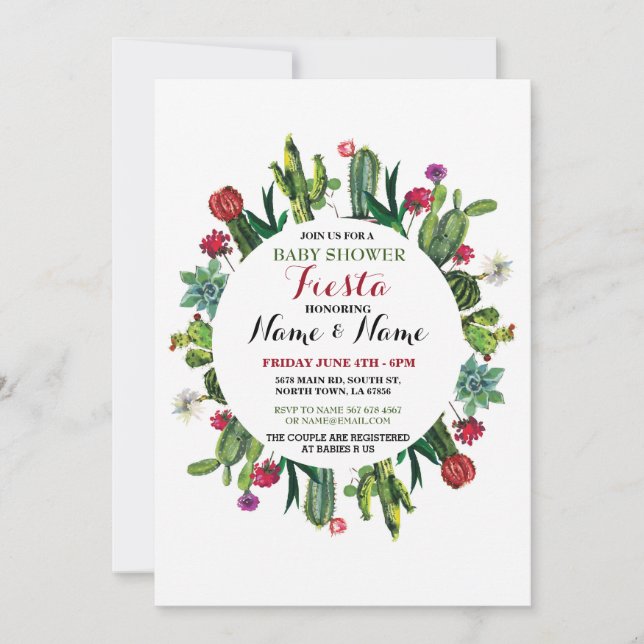 Fiesta Baby Shower Cactus Girl Boy Mexican Invite (Front)