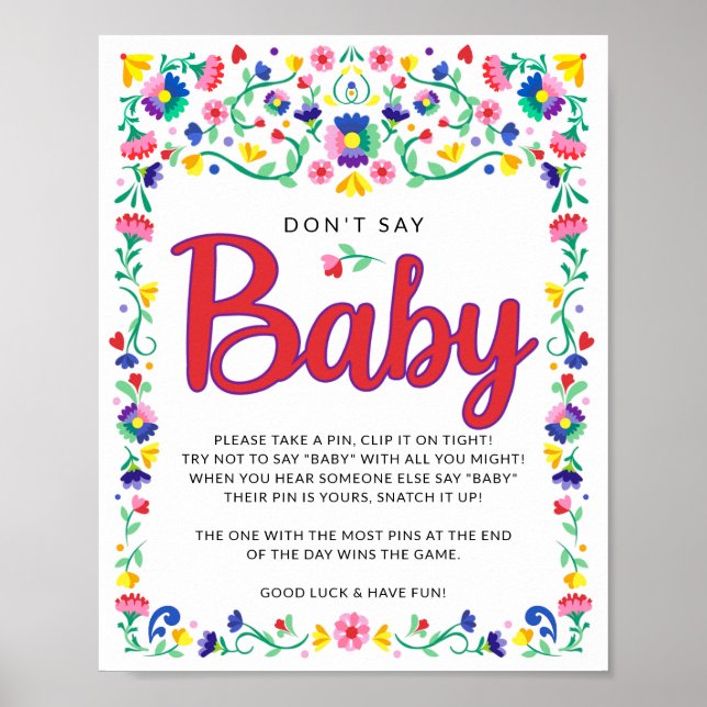 Fiesta Baby Shower Game Don't Say Baby Poster (Front)