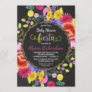 Fiesta baby shower invitation, floral watercolors invitation